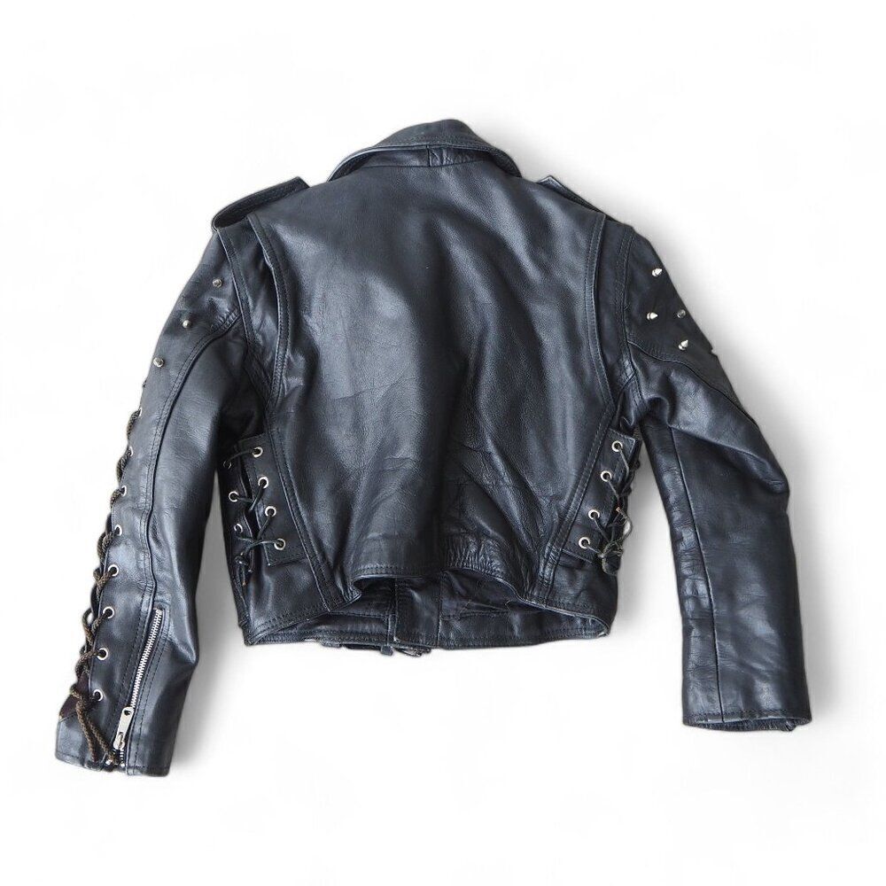 UMR Vintage Y2K Grunge Punk Spiked / Studded Biker Leather Jacket Women's M - Picture 2 of 11